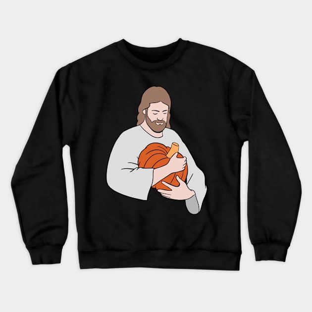 Vegan Jesus Holding A Pumpkin Crewneck Sweatshirt by isstgeschichte